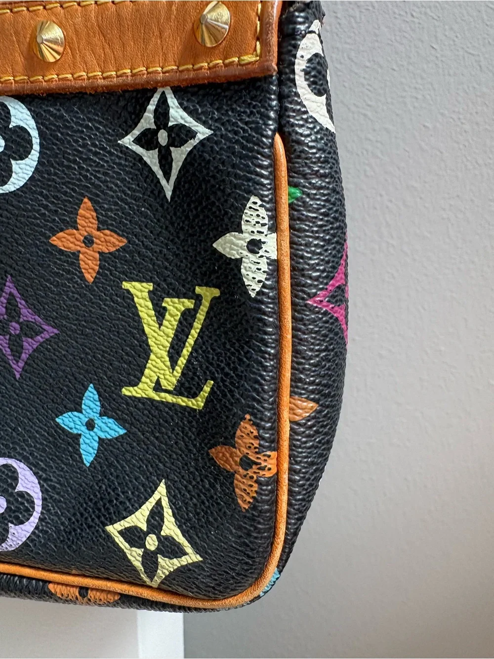 Authentic Louis Vuitton Black Multicolor Monogram Murakami pochette SL1013